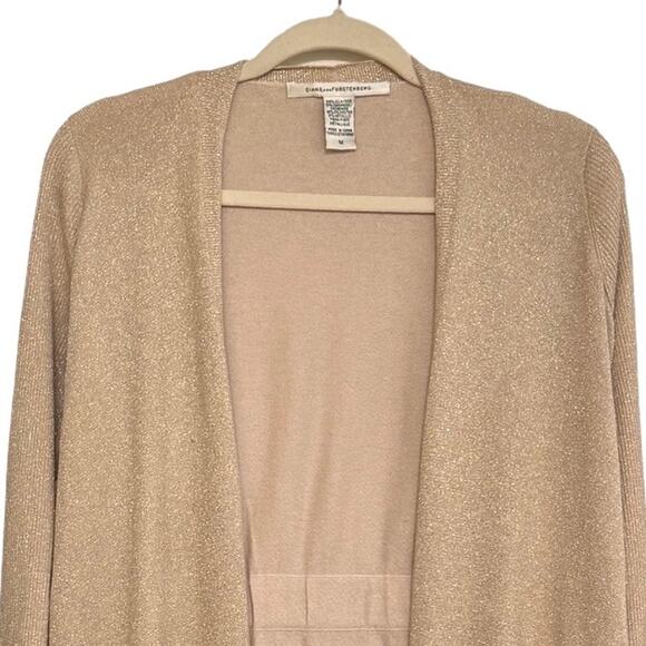 Diane Von Furstenberg DVF Gold Metallic Lightweight Jacket M Silk Cashmere - Picture 5 of 6